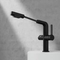 بدنه براق و ضد خش شیر روشویی دیجیتال HuaDiao روی کابینت مدرن